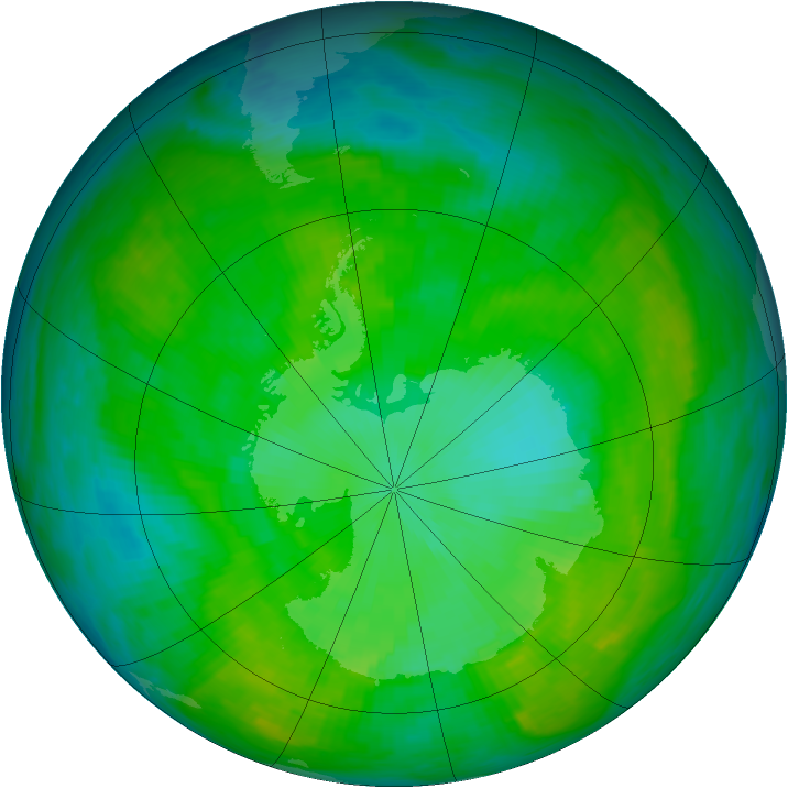 Antarctic ozone map for 23 December 1986